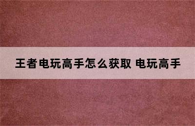 王者电玩高手怎么获取 电玩高手